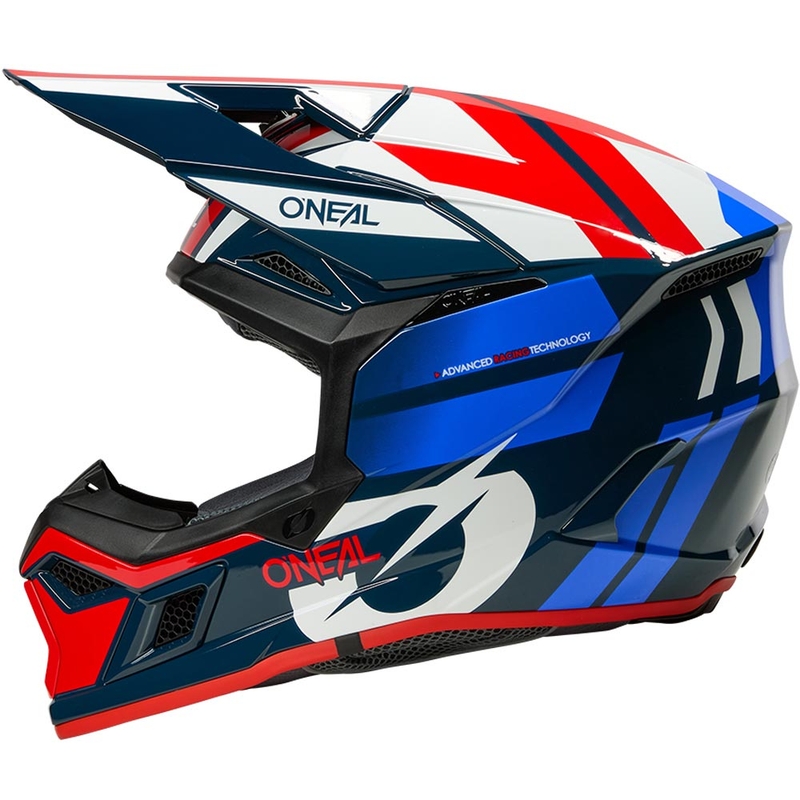 Casque de motocross O'Neal 3SRS Ride bleu-blanc-rouge