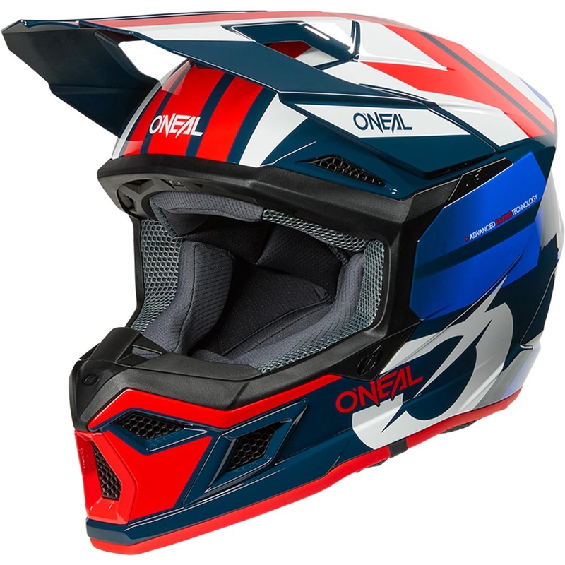 Casque de motocross O'Neal 3SRS Ride bleu-blanc-rouge