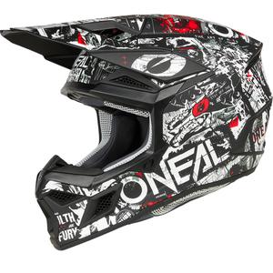 Casque de motocross O'Neal 3SRS Attack noir et blanc mat