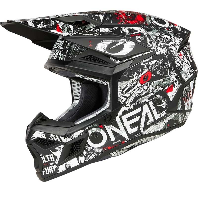 Casque de motocross O'Neal 3SRS Attack noir et blanc mat