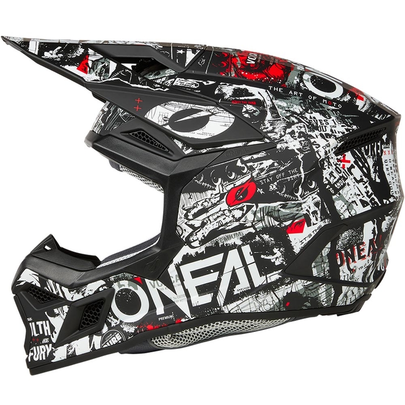 Casque de motocross O'Neal 3SRS Attack noir et blanc mat