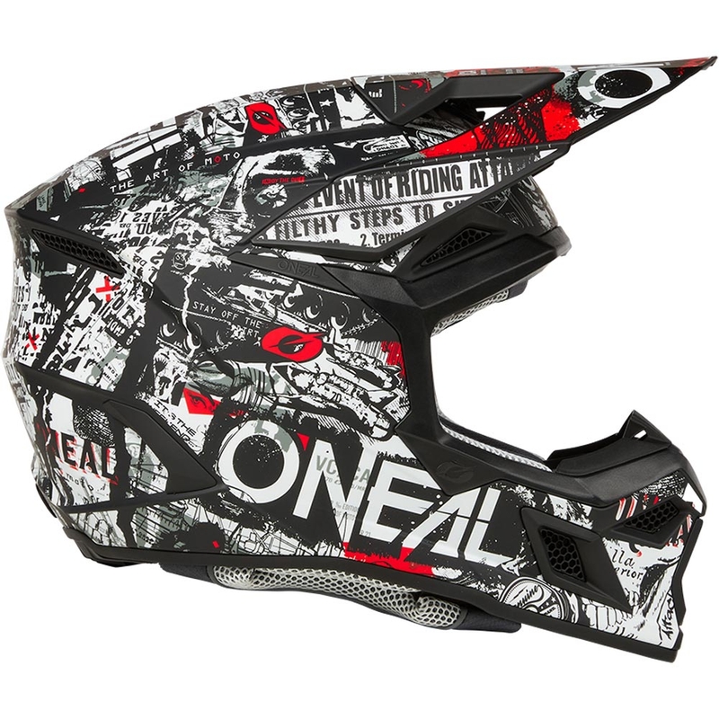 Casque de motocross O'Neal 3SRS Attack noir et blanc mat