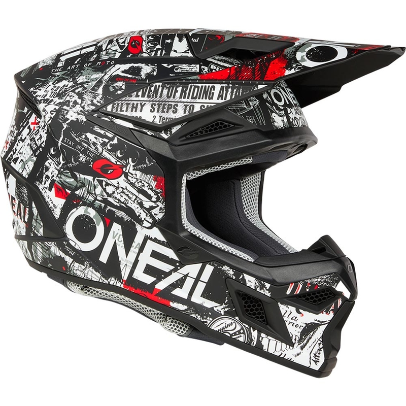 Casque de motocross O'Neal 3SRS Attack noir et blanc mat