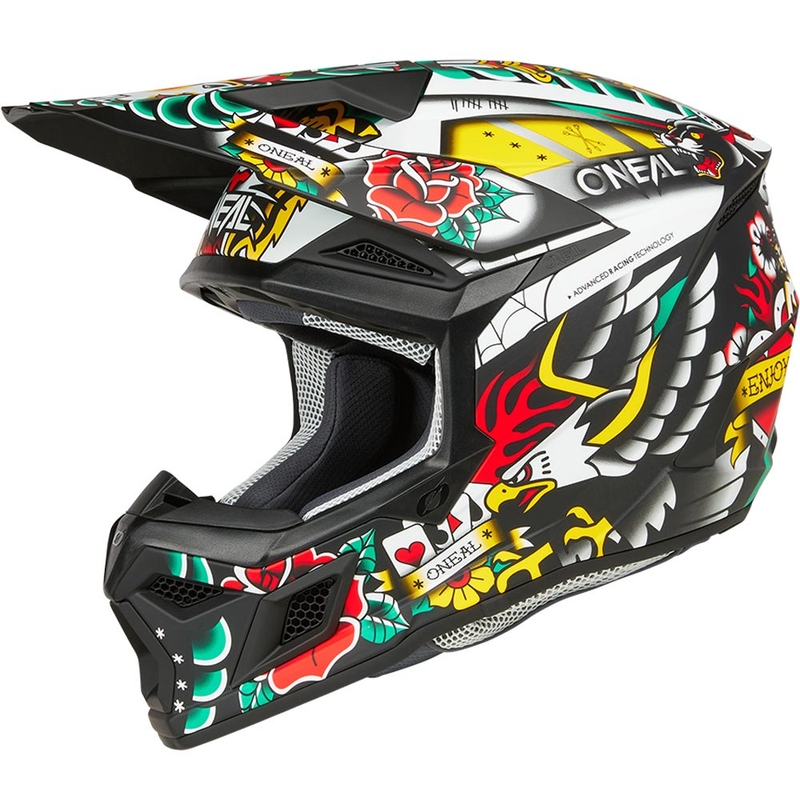 Casque de motocross enfant O'Neal 3SRS multicolore à motifs.