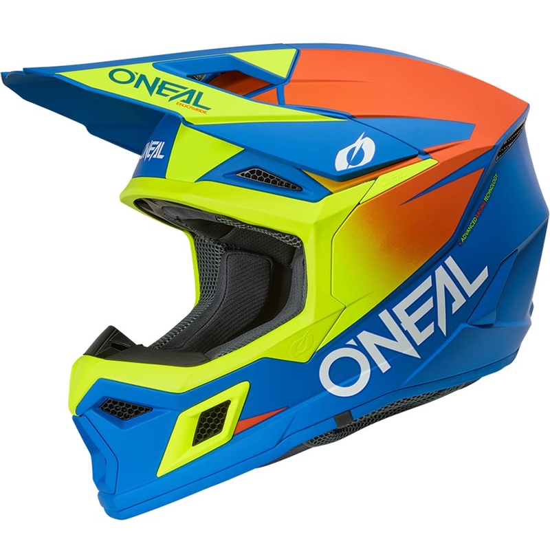 Casque de motocross O´Neal 3SRS Bleu mat-jaune fluo