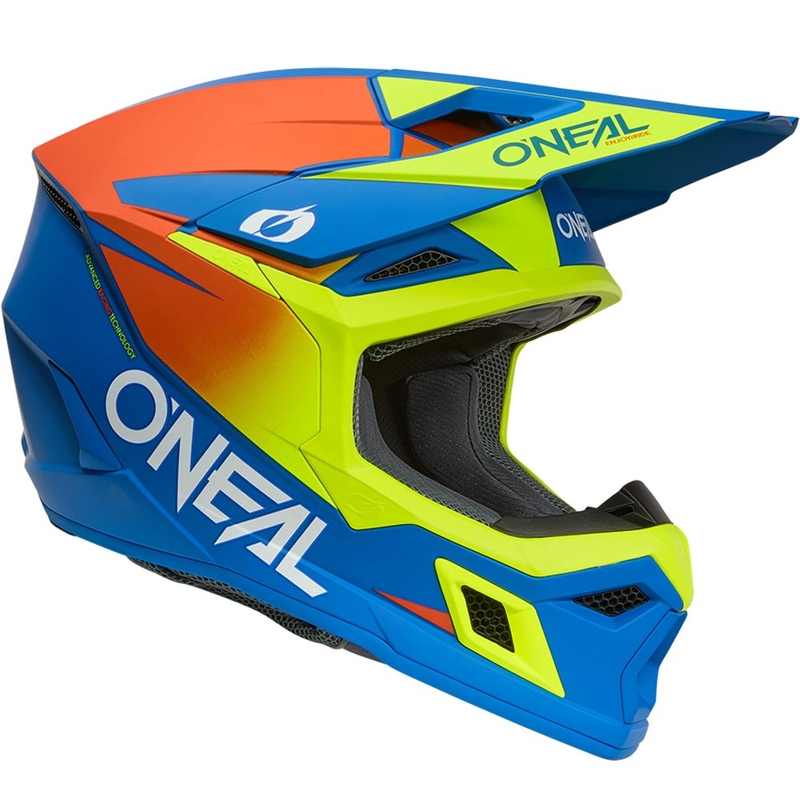Casque de motocross O´Neal 3SRS Bleu mat-jaune fluo