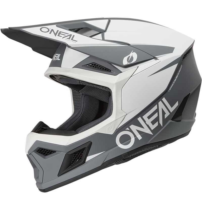 Casque de motocross O´Neal 3SRS Solid blanc-gris mat