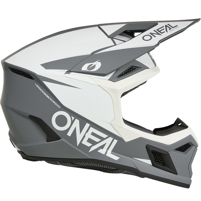 Casque de motocross O´Neal 3SRS Solid blanc-gris mat