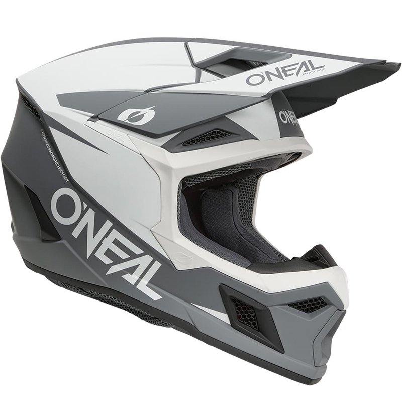 Casque de motocross O´Neal 3SRS Solid blanc-gris mat