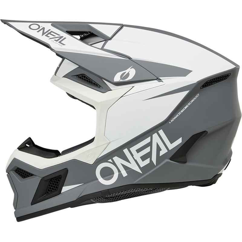 Casque de motocross O´Neal 3SRS Solid blanc-gris mat