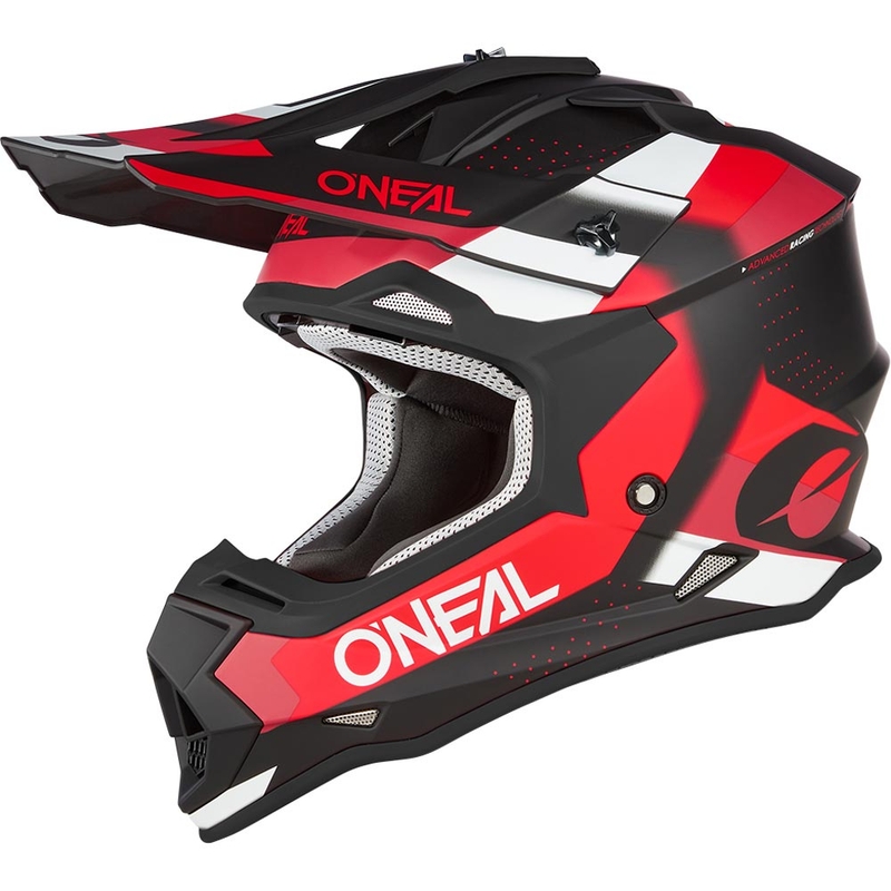 Casque de motocross O'Neal 2SRS Spyde noir mat-rouge-blanc