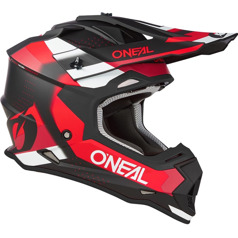 Casque de motocross O'Neal 2SRS Spyde noir mat-rouge-blanc