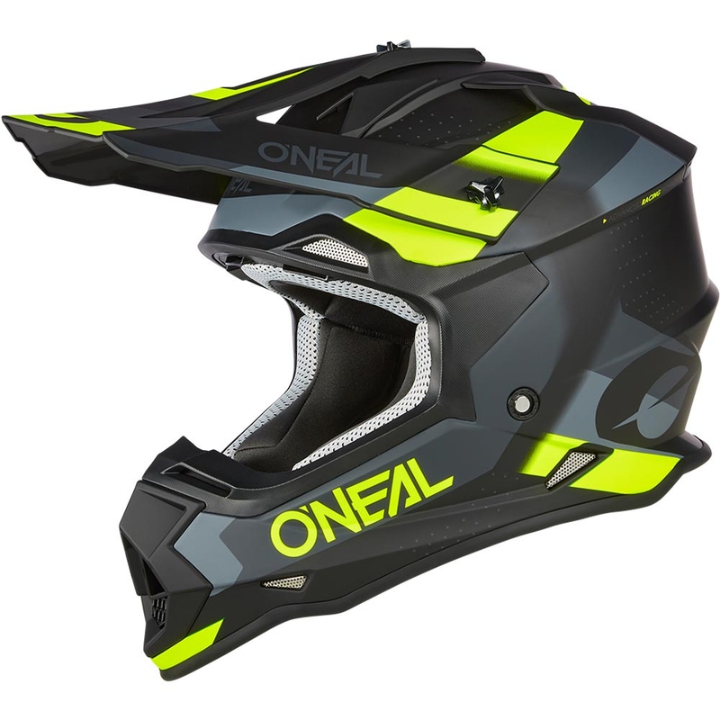 Casque de motocross O´Neal 2SRS Spyde noir mat-gris-jaune fluo