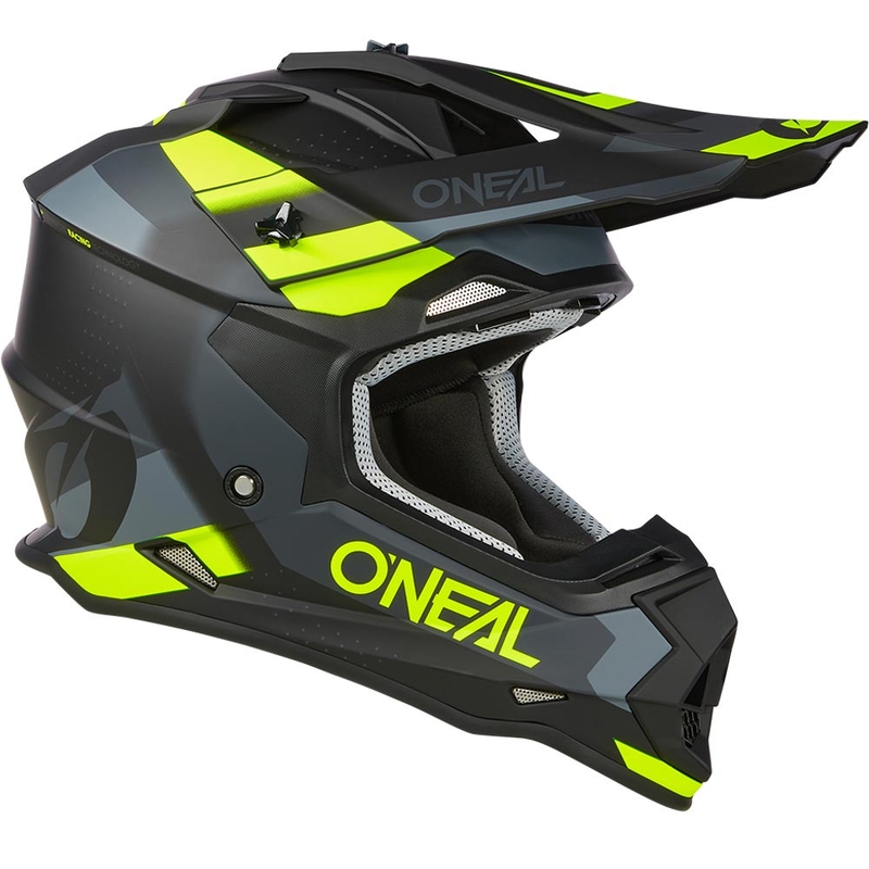 Casque de motocross O´Neal 2SRS Spyde noir mat-gris-jaune fluo