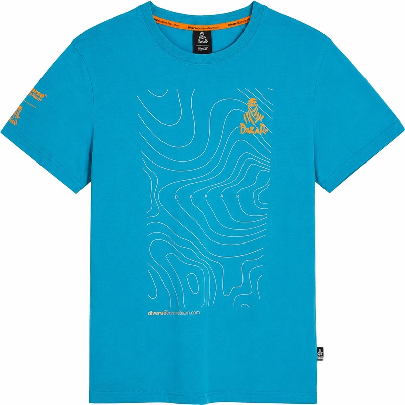 T-shirt bleu avec carte de Dakar