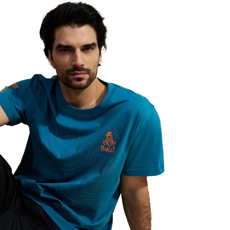 T-shirt bleu avec carte de Dakar