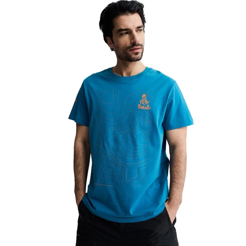 T-shirt bleu avec carte de Dakar