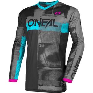 Maillot de motocross femme O'Neal Element Roller noir et bleu