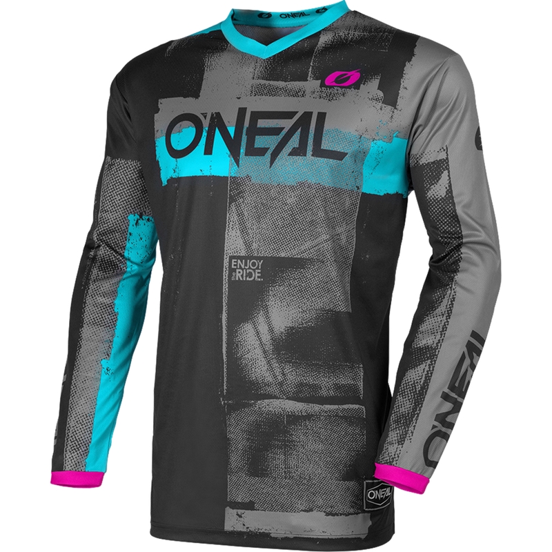 Maillot de motocross femme O'Neal Element Roller noir et bleu