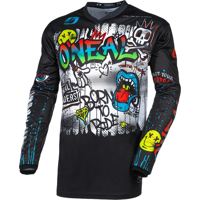 Maillot de motocross O'Neal Element Rancid noir et blanc