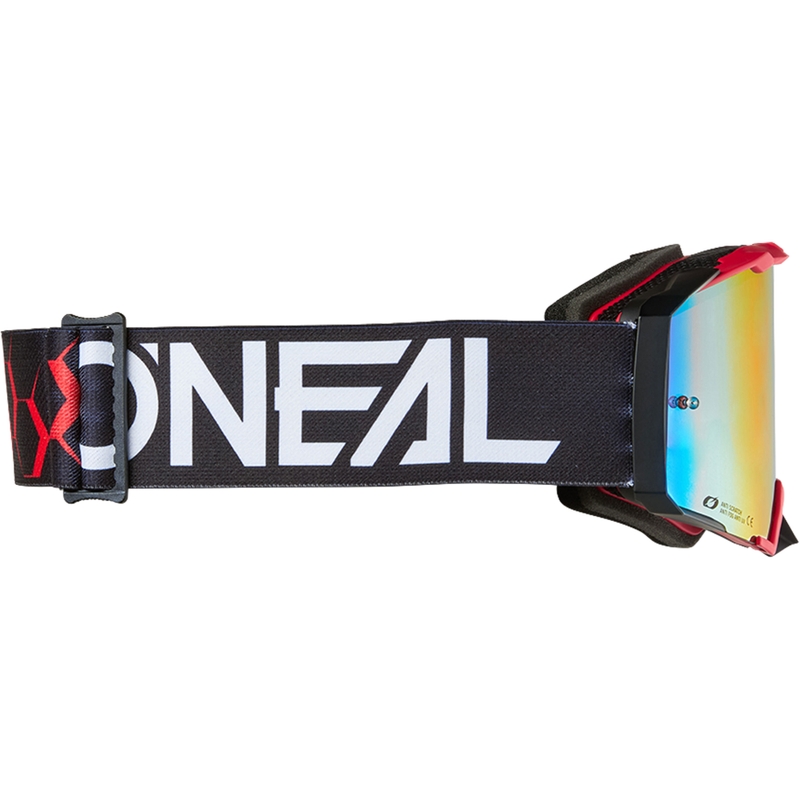 Lunettes de motocross O´Neal B-33 Hexa noir-rouge (plexiglas rouge iridium)