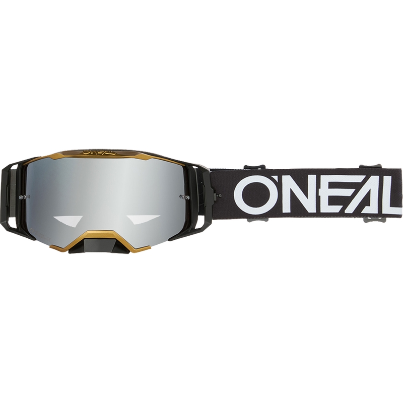 Lunettes de motocross O´Neal B-33 Hexa noir-or (plexiglas miroir argenté)