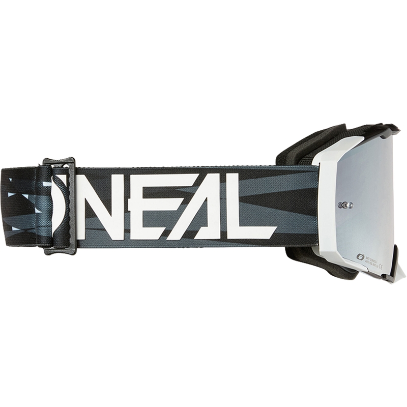 Lunettes de motocross O´Neal B-33 Ictus noir-blanc (plexiglas miroir argenté)