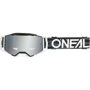 Lunettes de motocross O´Neal B-33 Ictus noir-blanc (plexiglas miroir argenté)