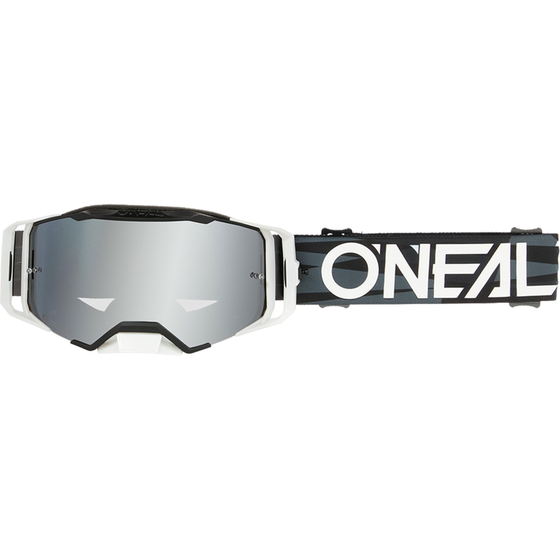 Lunettes de motocross O´Neal B-33 Ictus noir-blanc (plexiglas miroir argenté)