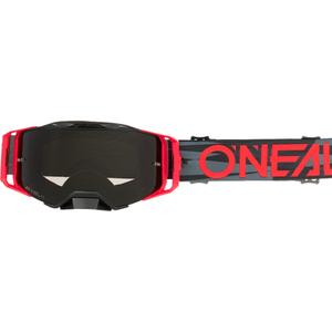 Lunettes de motocross O´Neal B-33 Ictus noir-rouge (plexiglas gris)