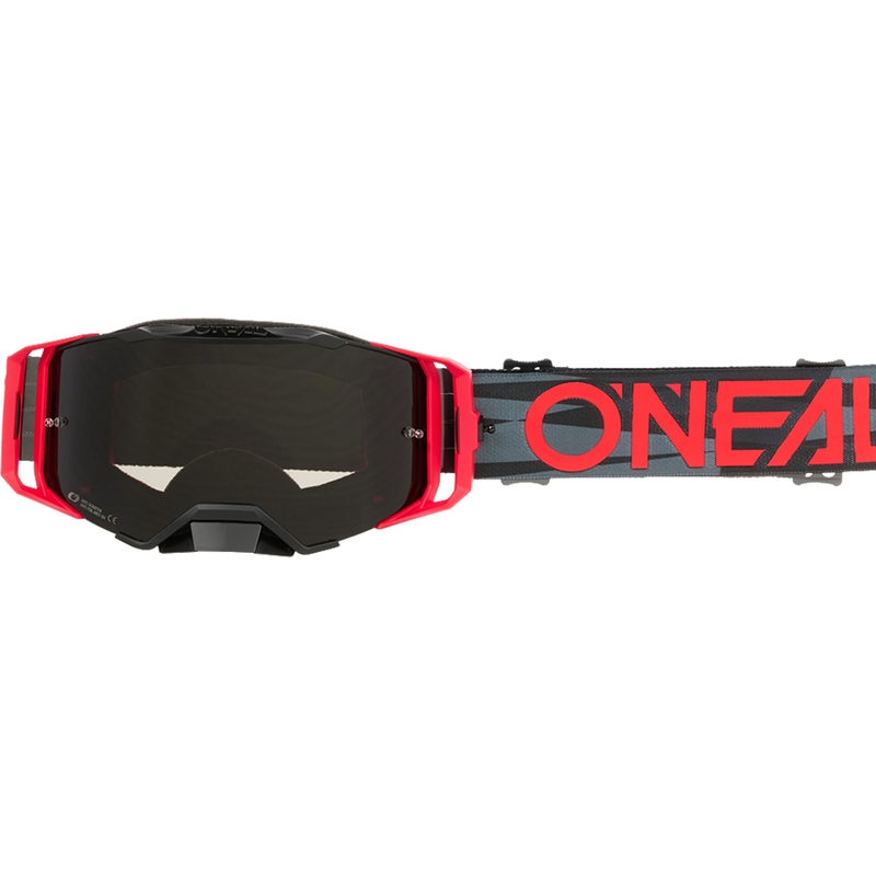 Lunettes de motocross O´Neal B-33 Ictus noir-rouge (plexiglas gris)