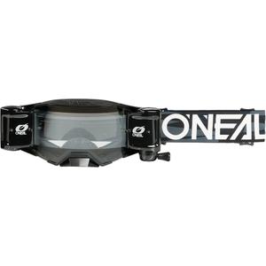 Lunettes de motocross O´Neal B-33 Ictus noir et blanc avec système Roll Off (plexiglas transparent)