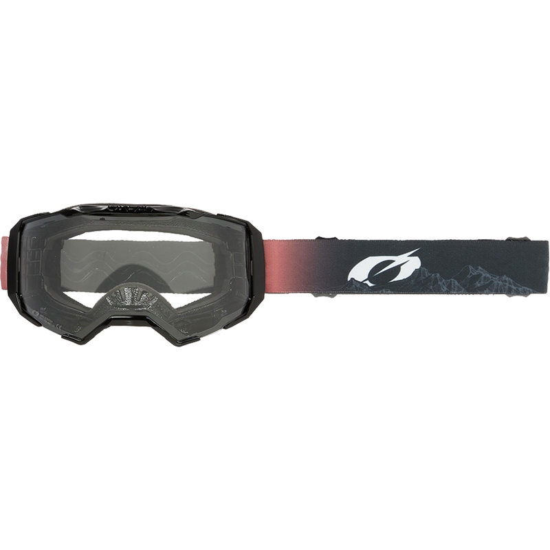 Lunettes de motocross O´Neal B-22 Covert noir-rouge (plexiglas transparent)