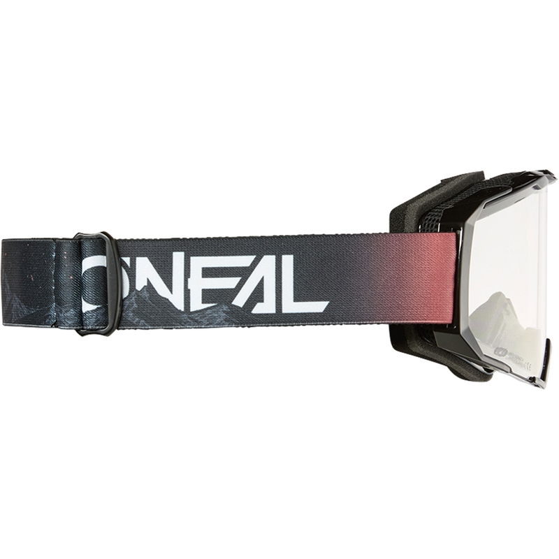 Lunettes de motocross O´Neal B-22 Covert noir-rouge (plexiglas transparent)