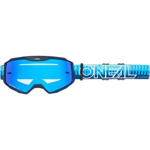 Lunettes de motocross O´Neal B-10 rayées bleues (plexiglas bleu iridium)
