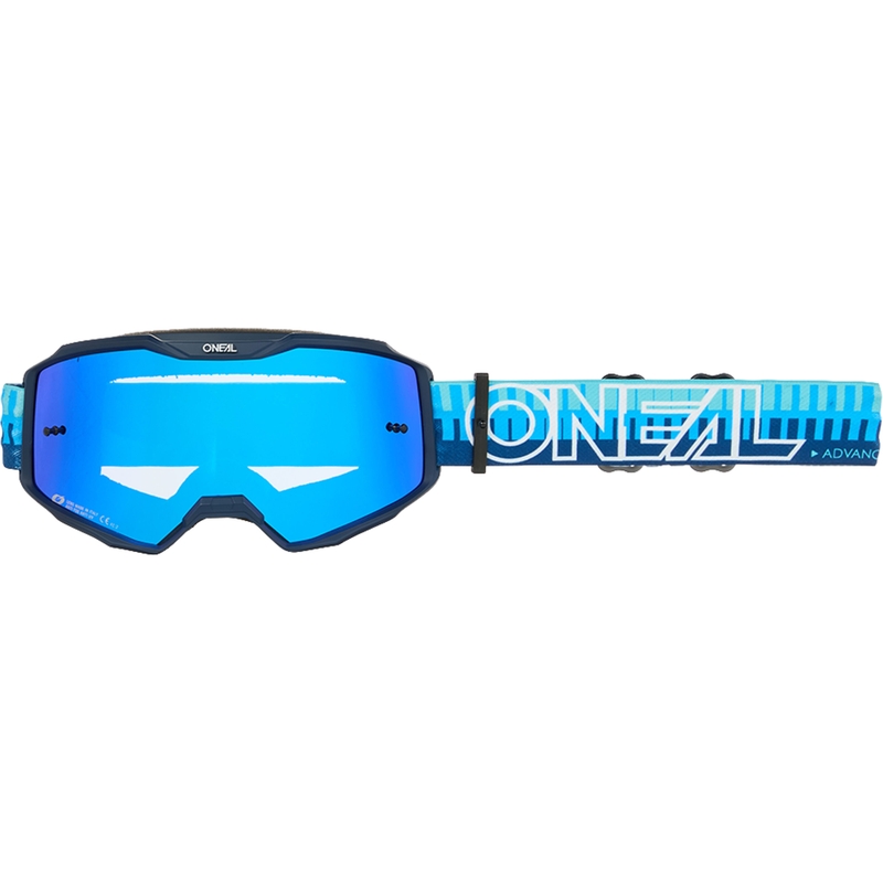 Lunettes de motocross O´Neal B-10 rayées bleues (plexiglas bleu iridium)