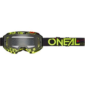 Lunettes de motocross O´Neal B-10 Attack noir-jaune (plexiglas transparent)