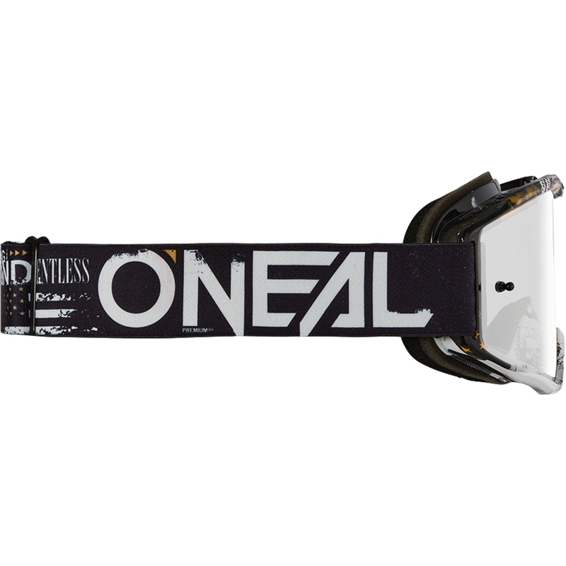 Lunettes de motocross O´Neal B-10 Attack noir-blanc (plexiglas argenté miroir)
