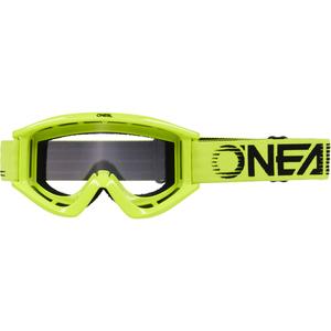 Lunettes de motocross O´Neal B-Zero jaune fluo (plexiglas transparent)