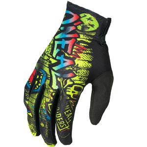 Gants de motocross O'Neal Matrix Rancid pour enfants, noir et jaune fluo