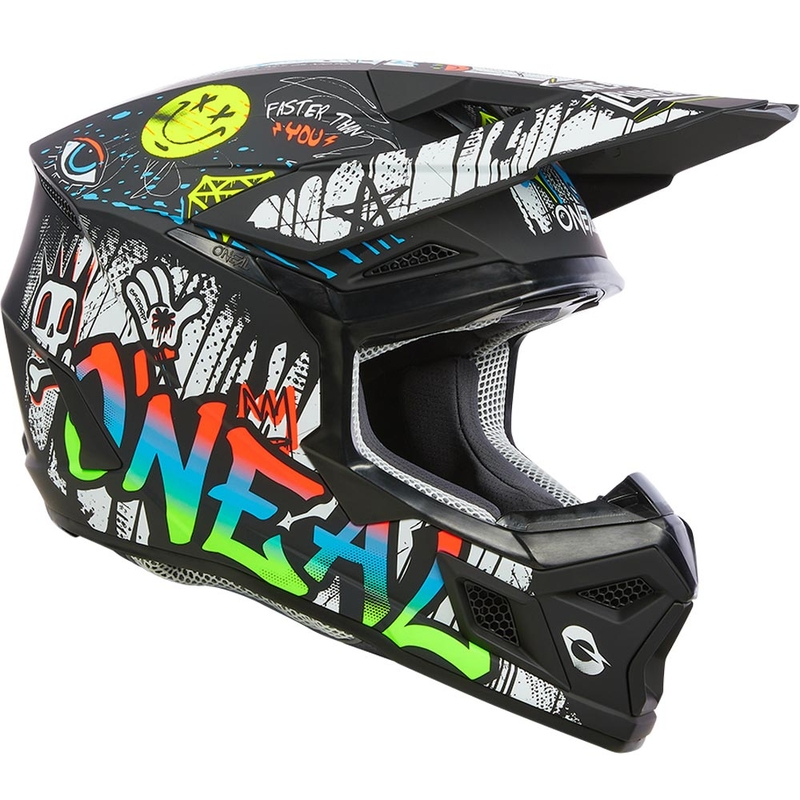 Casque de motocross enfant O'Neal 3SRS Rancid noir et blanc