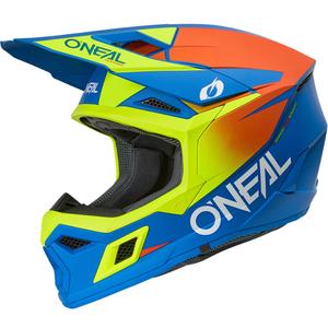 Casque de motocross enfant O'Neal 3SRS Bleu mat uni jaune fluo