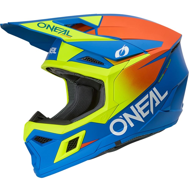 Casque de motocross enfant O'Neal 3SRS Bleu mat uni jaune fluo