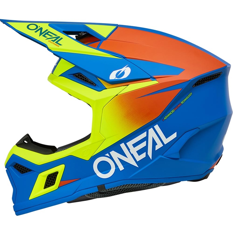 Casque de motocross enfant O'Neal 3SRS Bleu mat uni jaune fluo