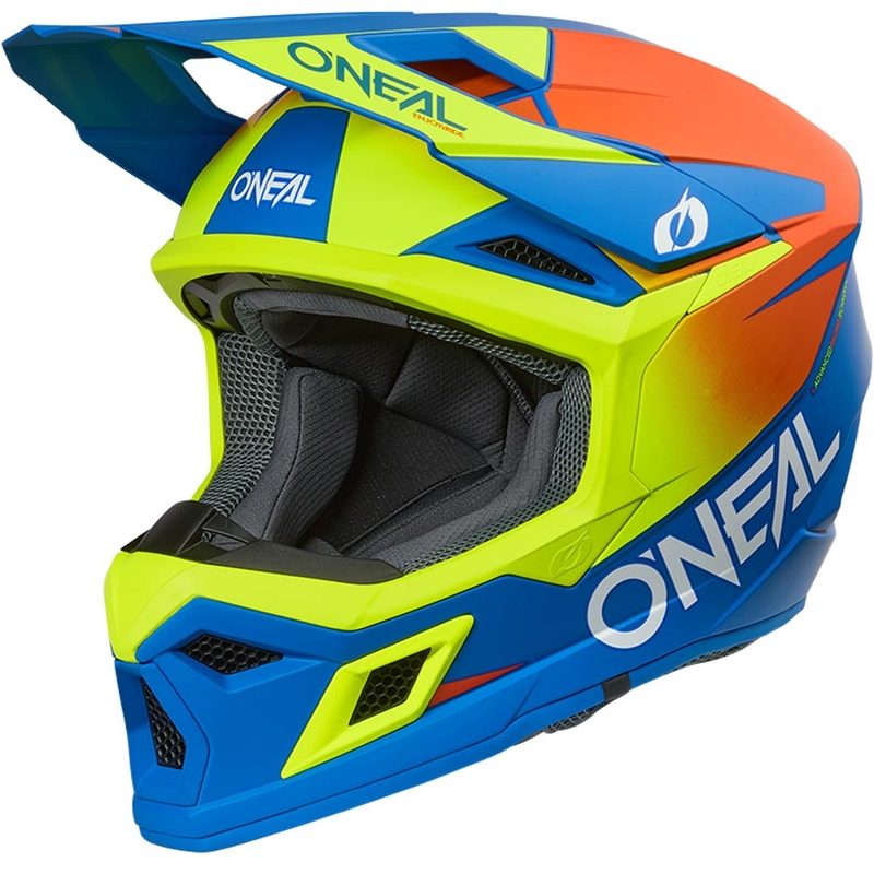 Casque de motocross enfant O'Neal 3SRS Bleu mat uni jaune fluo