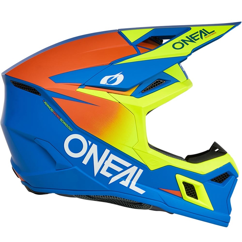 Casque de motocross enfant O'Neal 3SRS Bleu mat uni jaune fluo