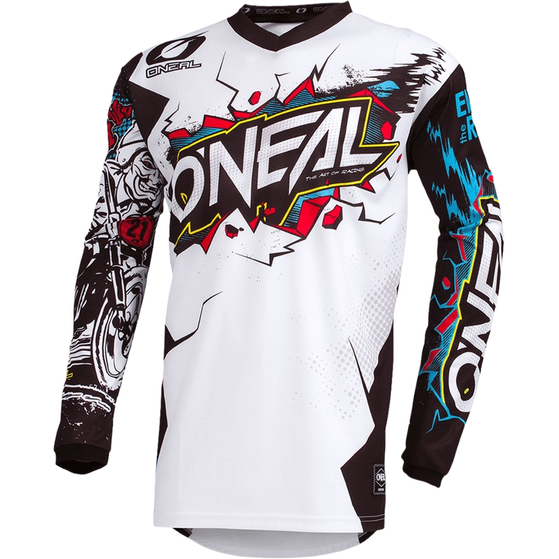 Maillot de motocross O'Neal Element Villain pour enfant, blanc