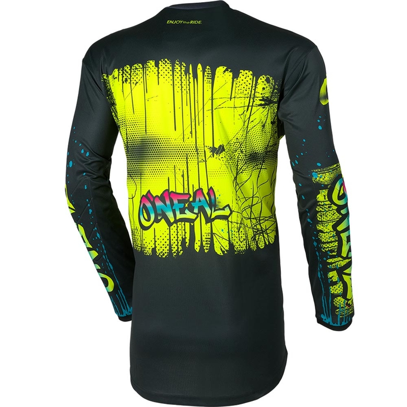 Maillot de motocross enfant O'Neal Element Rancid noir et jaune fluo