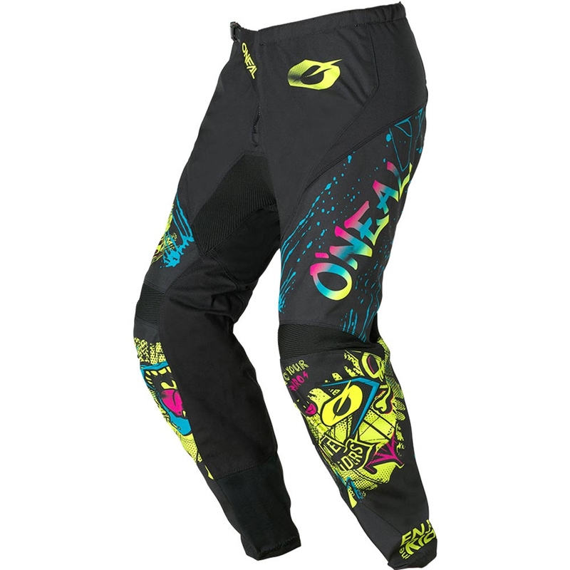 Pantalon de motocross enfant O'Neal Element Rancid, noir et jaune fluo