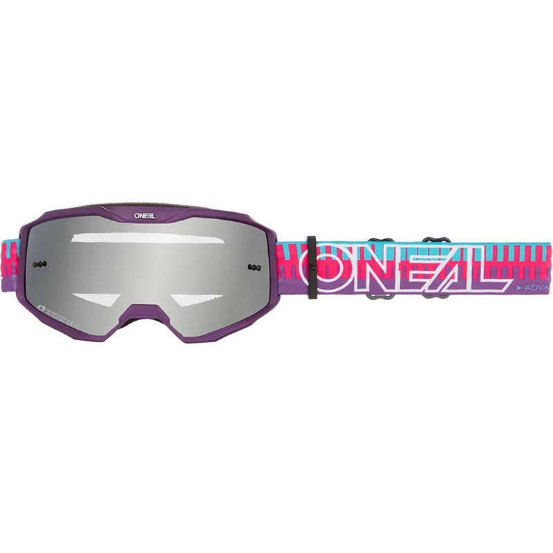 Lunettes de motocross rayées O'Neal B-10 pour enfants, rose-violet